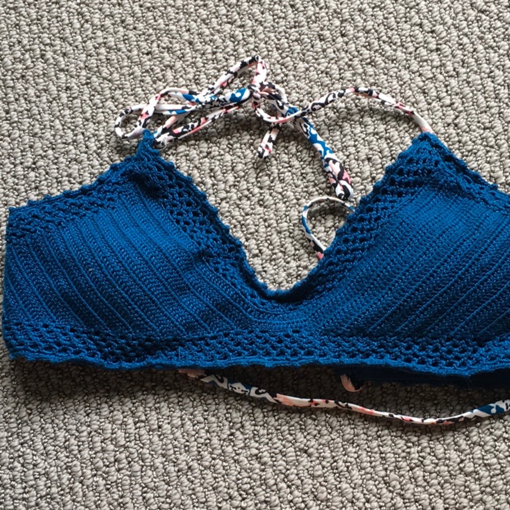 Teal, Crochet Bikini Top